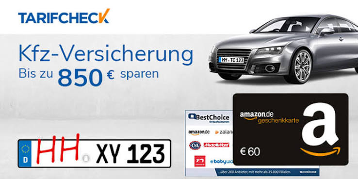 60€ BestChoice Gutschein bei erfolgreichem Abschluss einer Kfz-Versicherung über Tarifcheck by Check24